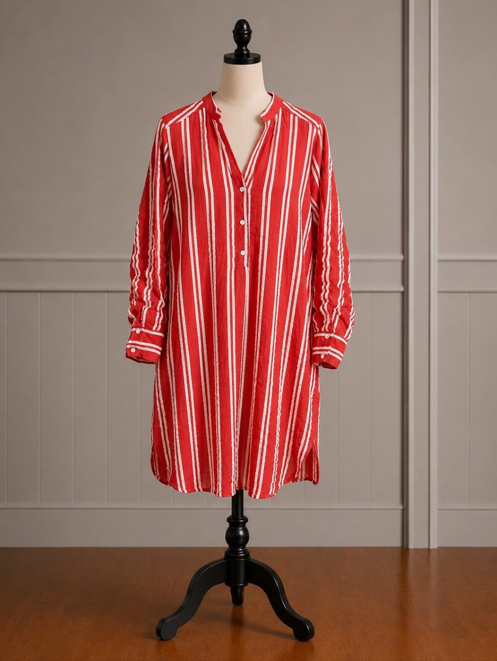 Zara Red and White Striped Tunic Dress